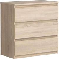 Ladekast CHELSEA 3 Laden - Eikenkleur - B 77,2 x D 42 x H 79,9 cm