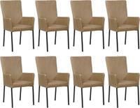 Set van 8 Taupe leren moderne eetkamerstoelen Daily - poot vierkant zwart - Vintage Leer Taupe (taupe leer)