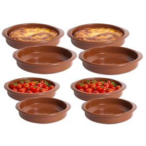 Tapas serveerschalen set - 4x D18 cm en 4x D15 cm - rond - Spaans terracotta ovenschaaltjes