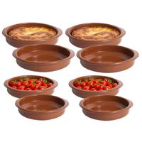 Tapas serveerschalen set - 4x D18 cm en 4x D15 cm - rond - Spaans terracotta ovenschaaltjes - thumbnail