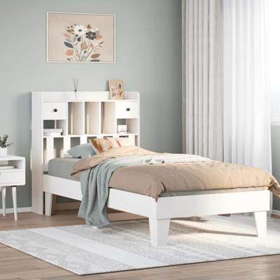 Bedframe zonder matras massief grenenhout wit 90x200 cm