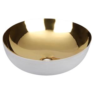 Differnz Shine waskom keramiek | wit/goud | Ø 40 x 13.5 cm
