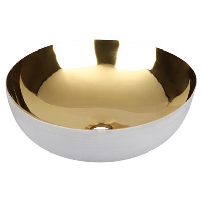 Differnz Shine waskom keramiek | wit/goud | Ø 40 x 13.5 cm