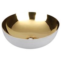 Differnz Shine waskom keramiek | wit/goud | Ø 40 x 13.5 cm