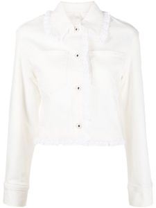 Kenzo veste crop en jean à broderies anglaises - Tons neutres