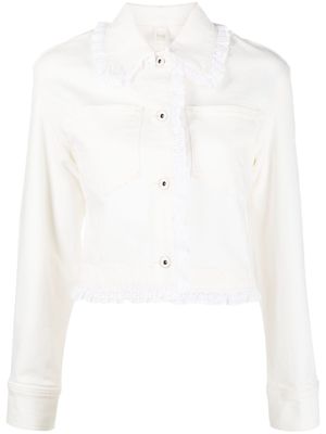 Kenzo veste crop en jean à broderies anglaises - Tons neutres
