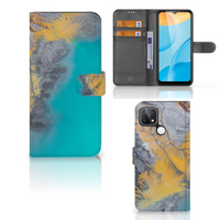 OPPO A15 Bookcase Marble Blue Gold - thumbnail