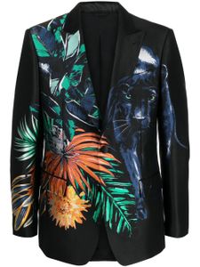 ETRO blazer boutonné à motif en jacquard - Noir