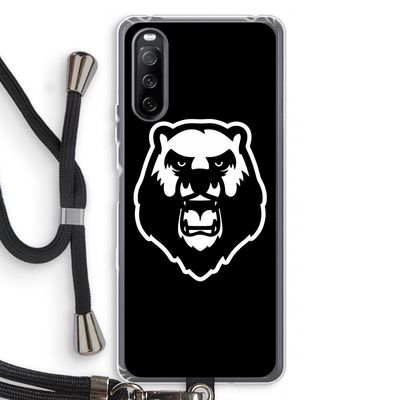 Angry Bear (black): Sony Sony Xperia 10 III Transparant Hoesje met koord