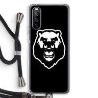 Angry Bear (black): Sony Sony Xperia 10 III Transparant Hoesje met koord