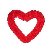 Groot Valentijnsdag decoratie hart - 70 x 60 cm - rood - gevuld met rode rozen/roodjes - versiering