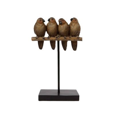 Vogels Op Stok Polyresin bruin