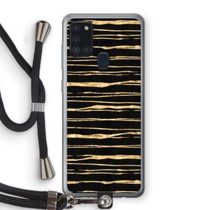 Gouden strepen: Samsung Galaxy A21s Transparant Hoesje met koord