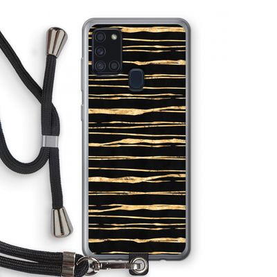 Gouden strepen: Samsung Galaxy A21s Transparant Hoesje met koord