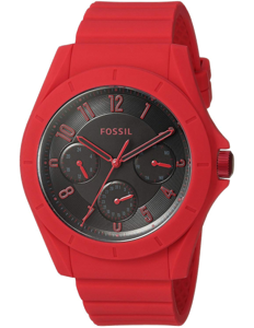 Horlogeband (Band + Kastcombinatie) Fossil FS5289 Onderliggend Silicoon Rood 22mm