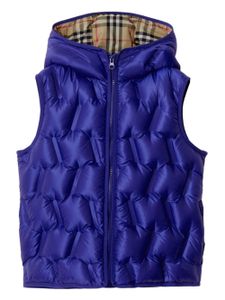 Burberry Kids gilet matelassé à capuche - Bleu