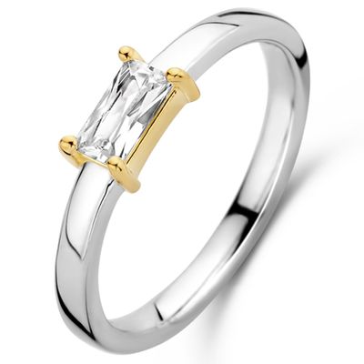 TI SENTO-Milano 12247ZY Ring zilver-zirconia goud-en zilverkleurig-wit Maat 52