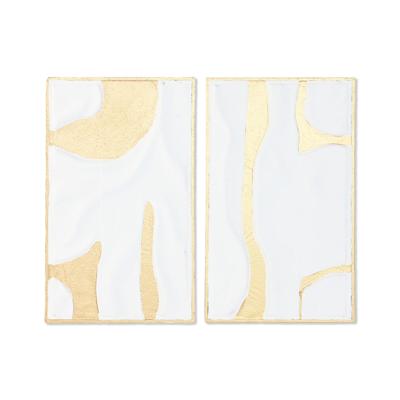 Wanddecoratie Home ESPRIT Wit Gouden Modern 48 x 2,5 x 80,5 cm (2 Stuks)