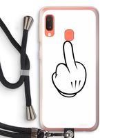 Middle finger white: Samsung Galaxy A20e Transparant Hoesje met koord