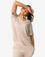 HEMA Damespyjamatop Toya jersey strepen beige (beige)