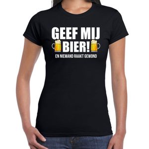 Geef mij bier en niemand raakt gewond drank fun t-shirt zwart voor dames