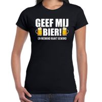 Geef mij bier en niemand raakt gewond drank fun t-shirt zwart voor dames