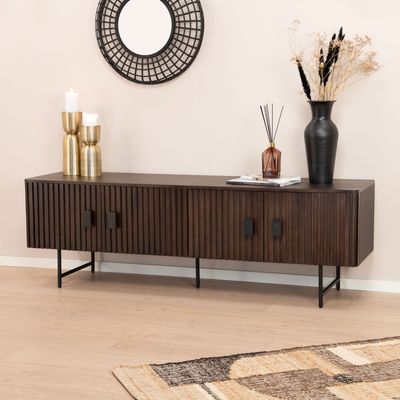Eleonora TV-meubel 'Remi' Mangohout en metaal, kleur Bruin, 170cm