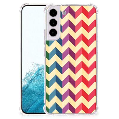 Samsung Galaxy S22 Plus Doorzichtige Silicone Hoesje Zigzag Multi Color Samsung Galaxy S22 Plus Doorzichtige Silicone Hoesje Zigzag Multi Color