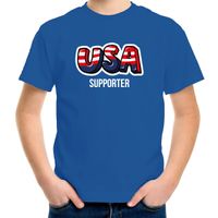 Blauw t-shirt usa / Amerika supporter EK/ WK voor kinderen - thumbnail