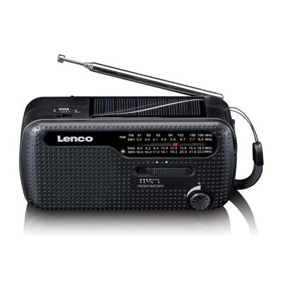 LENCO MCR-113BK - Draagbare opwindbare noodradio, zaklamp en powerbank in één - Zwart