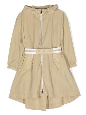 Moncler Enfant imperméable ceinturée à logo imprimé - Tons neutres