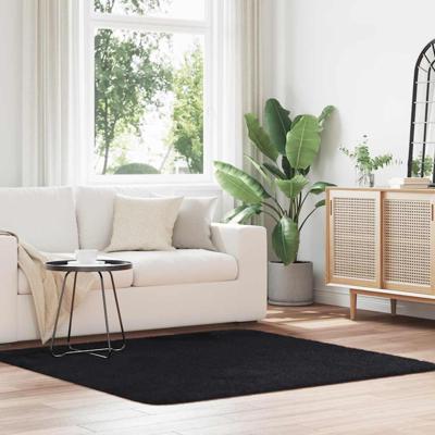 Hoogpolig vloerkleed NAVARRA 160x160 cm polyester zwart