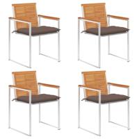 Tuinstoelen 4 st met kussens massief acaciahout