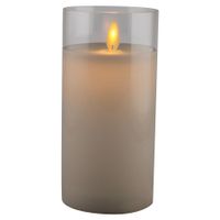 LED kaars wax in glas 15cm soft roze - Magic Flame