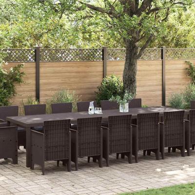 15-delige Tuinset met kussens poly rattan bruin