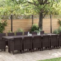 15-delige Tuinset met kussens poly rattan bruin