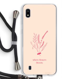 Where flowers bloom: Samsung Galaxy A10 Transparant Hoesje met koord