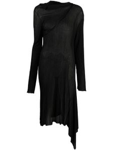 Marques'Almeida robe asymétrique en maille nervurée - Noir