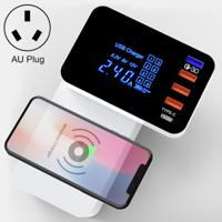 CDA33QW 40W QC 3 0 USB-poorten + 3 USB-poorten + USB-C/type-C-poorten + draadloos opladen multifunctionele opvouwbare oplader met LED-display AU-stek