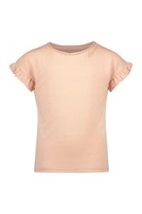 Like Flo Meisjes t-shirt metallic jersey met ruffel - Sorbet