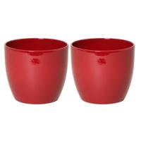 Floran Bloempot glanzend - 2x - wijn rood - keramiek - kamerplant - H22.5 x D25 cm