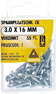 Spaanpl.schr. ck 3.0x16mm 55st - Deltafix