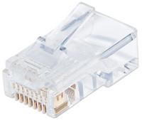 Intellinet Kabel Intellinet verpakking van 100 stuks Cat5e modulaire RJ45-stekkers Pro Line UTP 3-voudige klem voor massieve draad 100 stekkers in pot 50 μ
