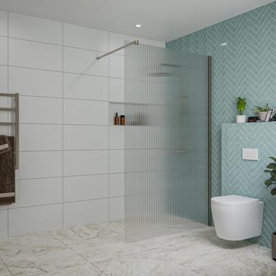 Fortifura Galeria inloopdouche - 120x200cm - ribbelglas - wandarm - Geborsteld Gunmetal PVD SW797953/SW797907