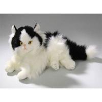 Liggende zwart/witte perzische kat 30 cm