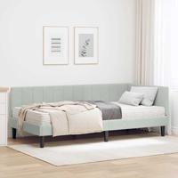 Hoekbedframe met matras Lichtgrijs 90 x 190 cm Fluweel