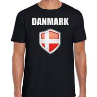 Denemarken vlag thema landen t-shirt - zwart - voor heren - Supporters kleding - korte mouwen