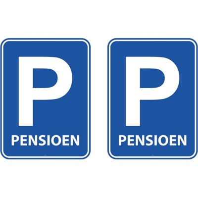 Pensioen parkeerbord - 2x - feestartikelen - pensioen - versieringen - deurbord - feestgelegenheid