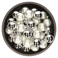 Kerstballen set van glas 36x stuks zilver 6 cm mat en glans