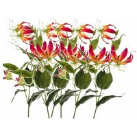 6x Gloriosa/klimlelie kunstbloemen/kunstplanten rood/geel 75 cm - thumbnail